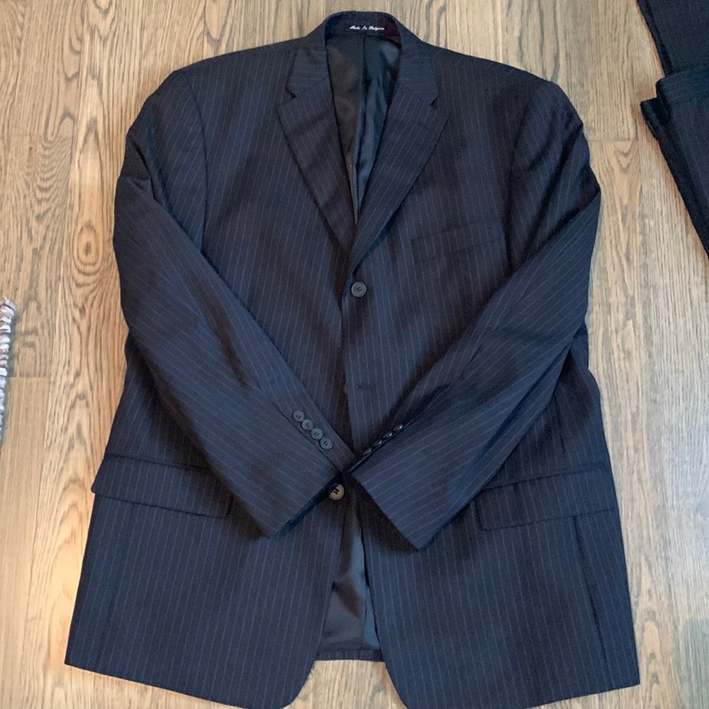 Perry Ellis Suit with pants gray and white pin striped
